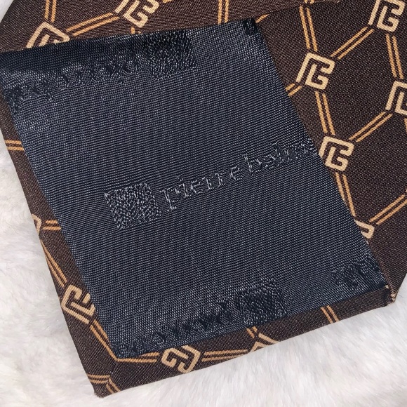 🆂🅾🅻🅳 PIERRE BALMAIN 100% Silk Brown Patterned Tie - Picture 5 of 9